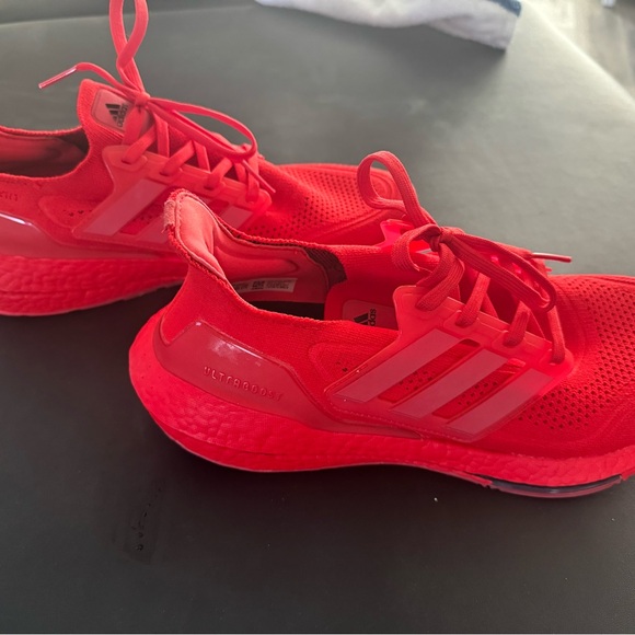 Adidas Red and Black Running Shoes. Worn 3 times - Picture 2 of 5